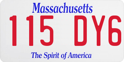 MA license plate 115DY6