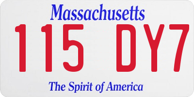 MA license plate 115DY7