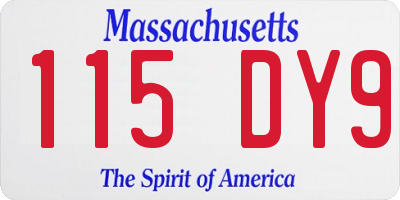 MA license plate 115DY9