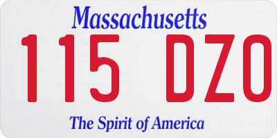 MA license plate 115DZ0