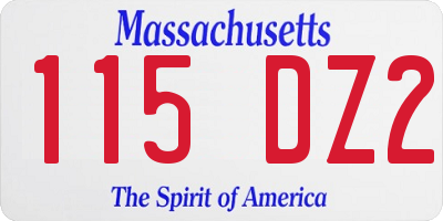MA license plate 115DZ2