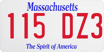 MA license plate 115DZ3