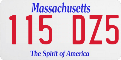 MA license plate 115DZ5