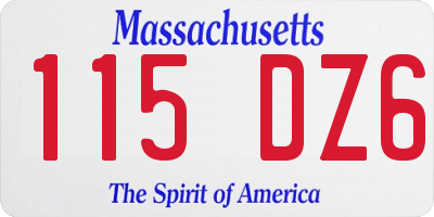 MA license plate 115DZ6