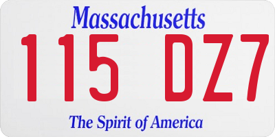 MA license plate 115DZ7