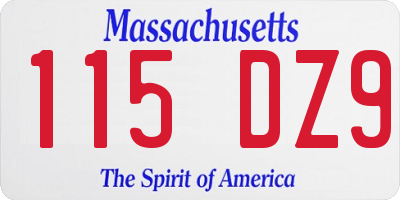 MA license plate 115DZ9