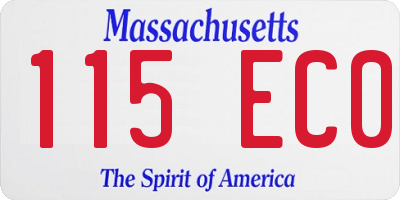 MA license plate 115EC0