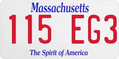 MA license plate 115EG3