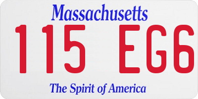 MA license plate 115EG6