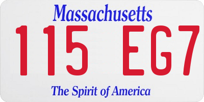 MA license plate 115EG7
