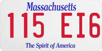 MA license plate 115EI6