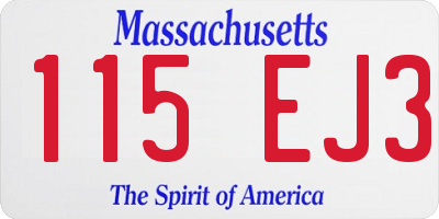 MA license plate 115EJ3