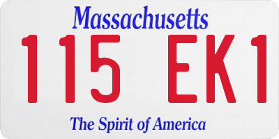 MA license plate 115EK1