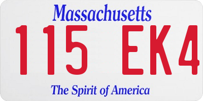 MA license plate 115EK4