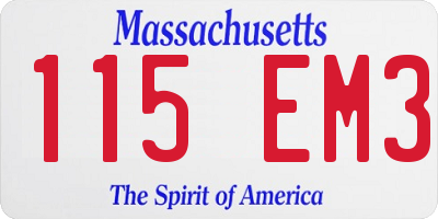 MA license plate 115EM3