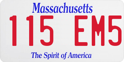 MA license plate 115EM5