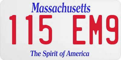 MA license plate 115EM9