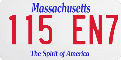 MA license plate 115EN7