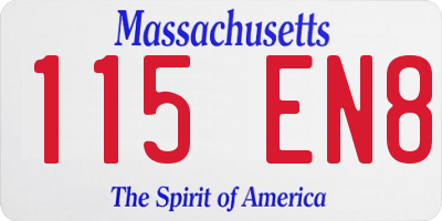 MA license plate 115EN8