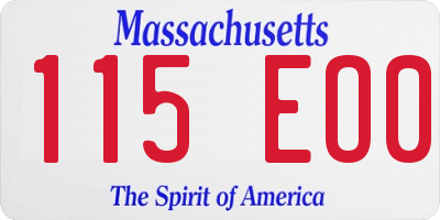 MA license plate 115EO0