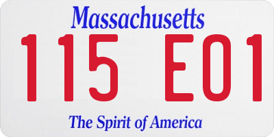 MA license plate 115EO1
