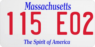 MA license plate 115EO2