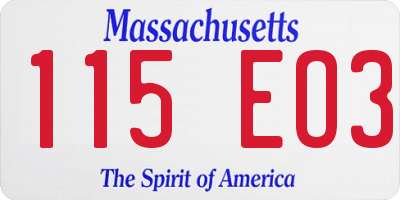MA license plate 115EO3