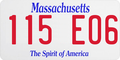MA license plate 115EO6