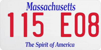 MA license plate 115EO8