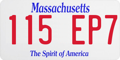 MA license plate 115EP7