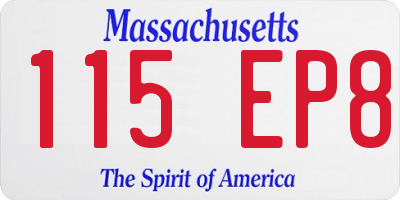 MA license plate 115EP8