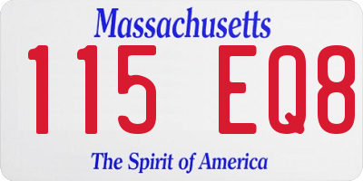 MA license plate 115EQ8