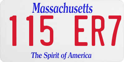 MA license plate 115ER7