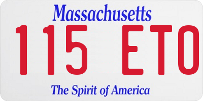 MA license plate 115ET0