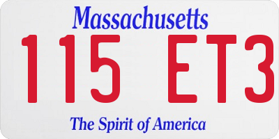 MA license plate 115ET3