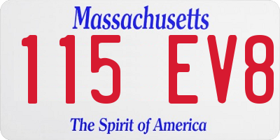 MA license plate 115EV8