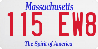 MA license plate 115EW8
