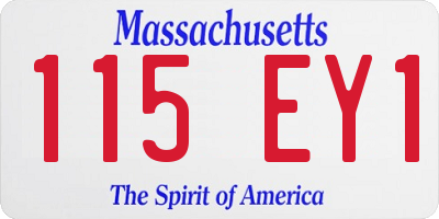 MA license plate 115EY1