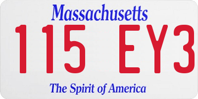 MA license plate 115EY3