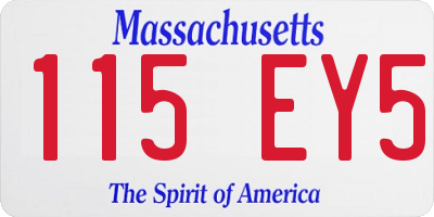 MA license plate 115EY5