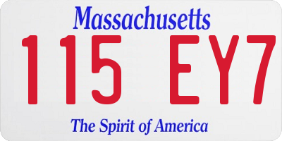 MA license plate 115EY7