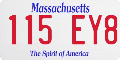 MA license plate 115EY8