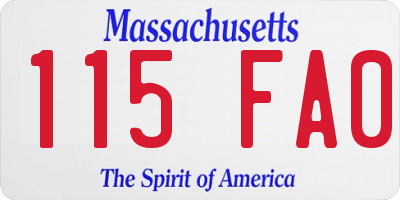 MA license plate 115FA0