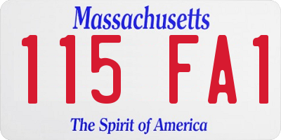 MA license plate 115FA1