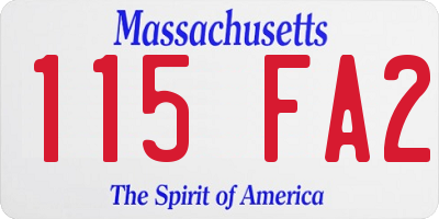 MA license plate 115FA2