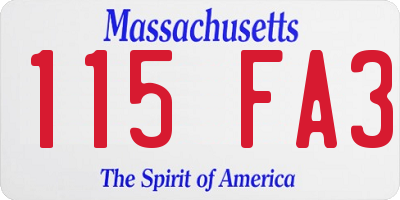 MA license plate 115FA3