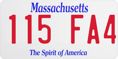 MA license plate 115FA4