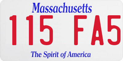 MA license plate 115FA5