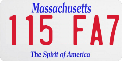 MA license plate 115FA7