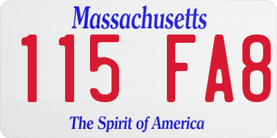 MA license plate 115FA8